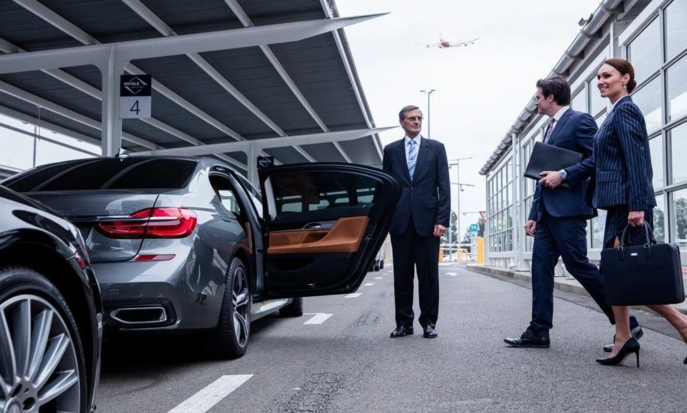 Chauffeur service pickup area at an airport arrivals zone