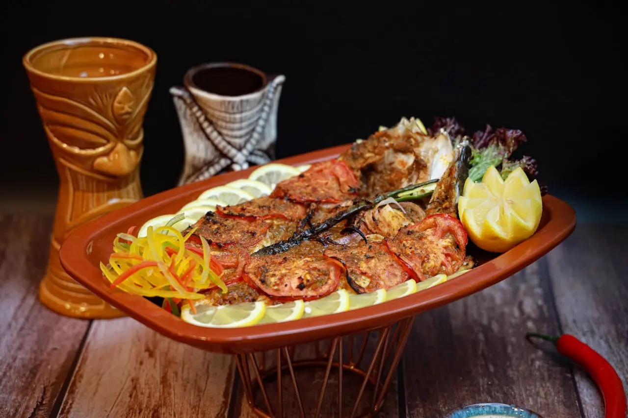 Seafood dish served with rice in Jeddah