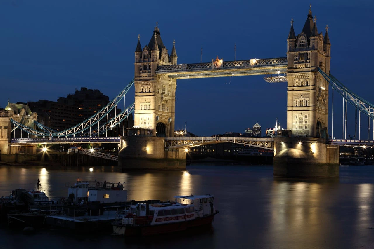 Tower Bridge in London at night